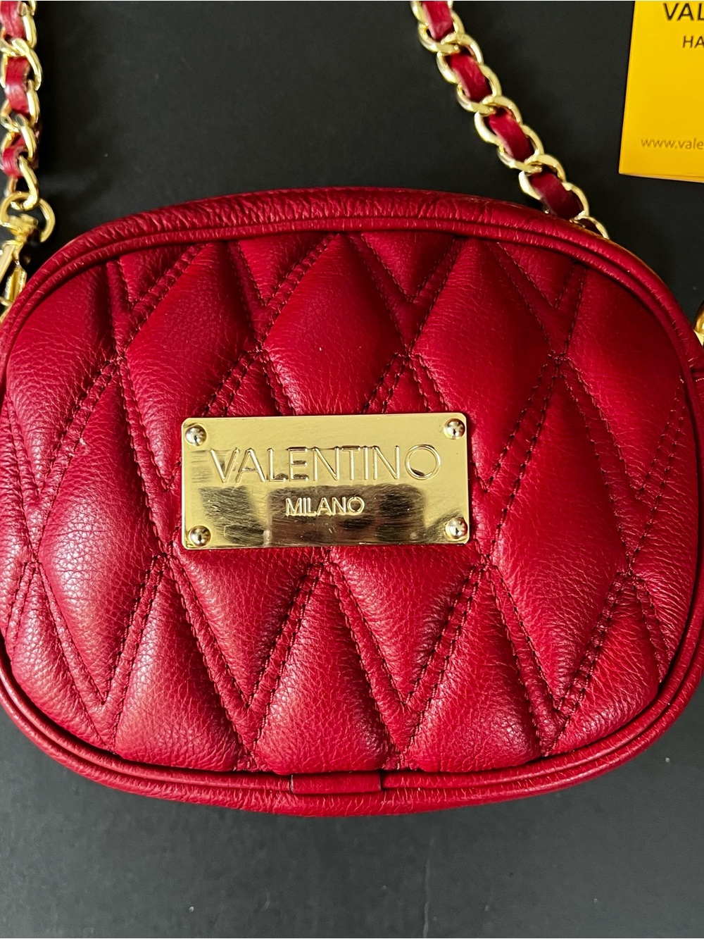 Valentino Red Quilted Leather Crossbody Bag with Gold Hardware - Picture 2 of 9